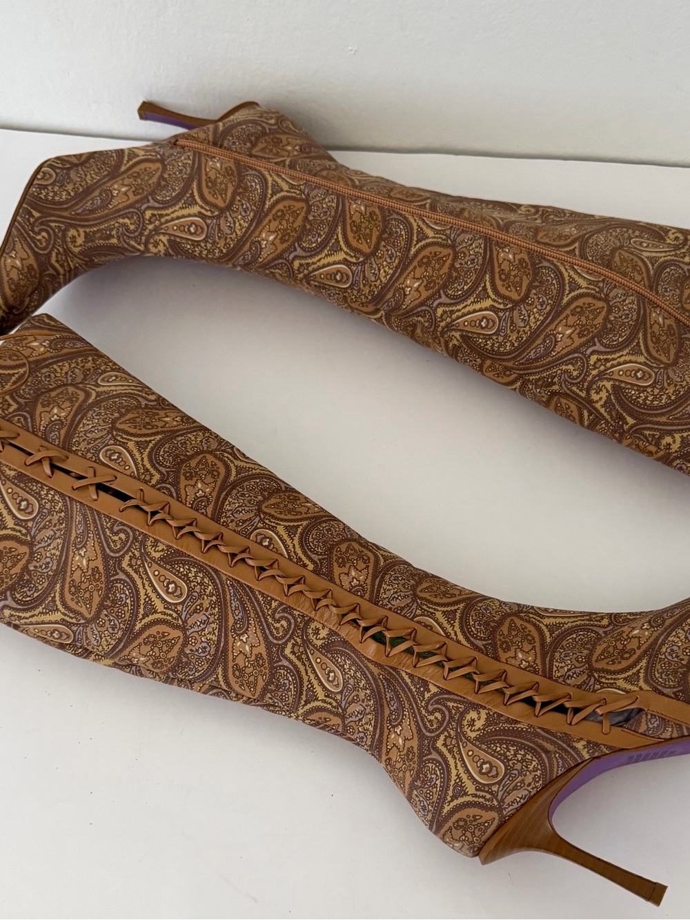 Suzanne Somers paisley tapestry knee-high boots - Picture 5 of 11